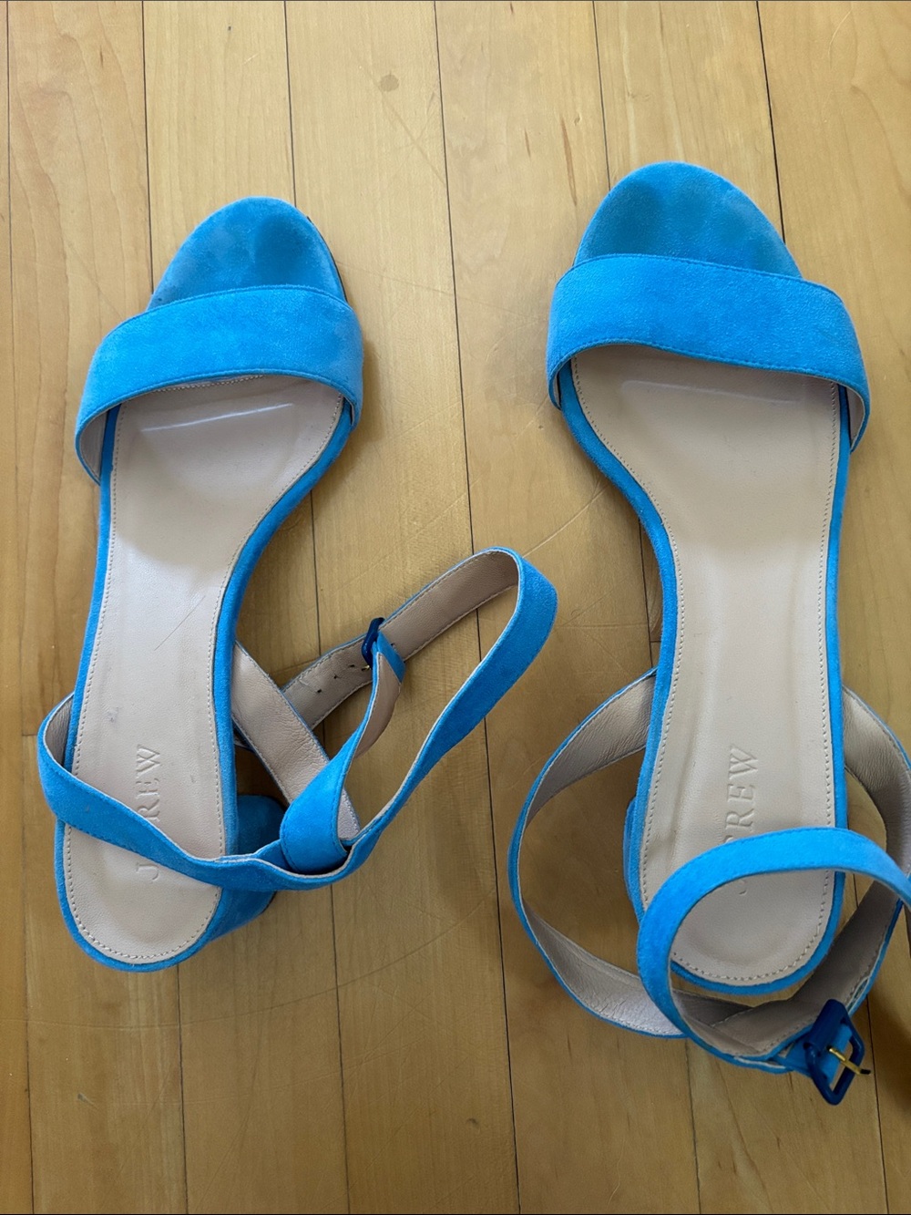 J. Crew Women's Blue Suede Ankle-Strap Sandals